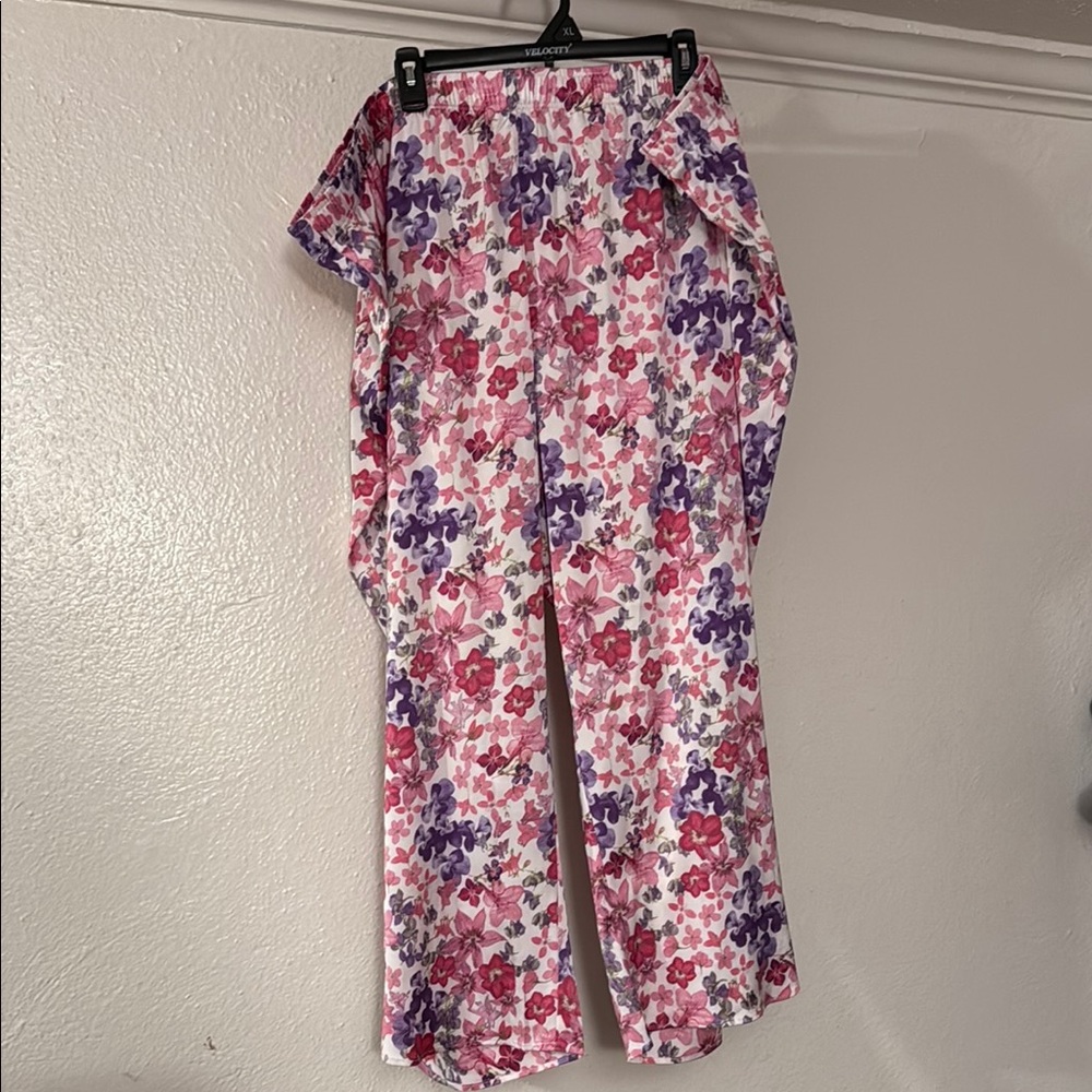Breezies Pink and Purple Wide Leg Pants